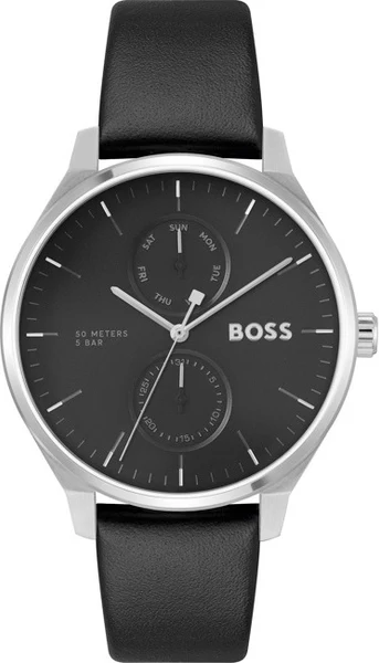 Montre Hugo Boss Tyler 1514102 Bracelet Cuir Noir Cadran Multifonctions
