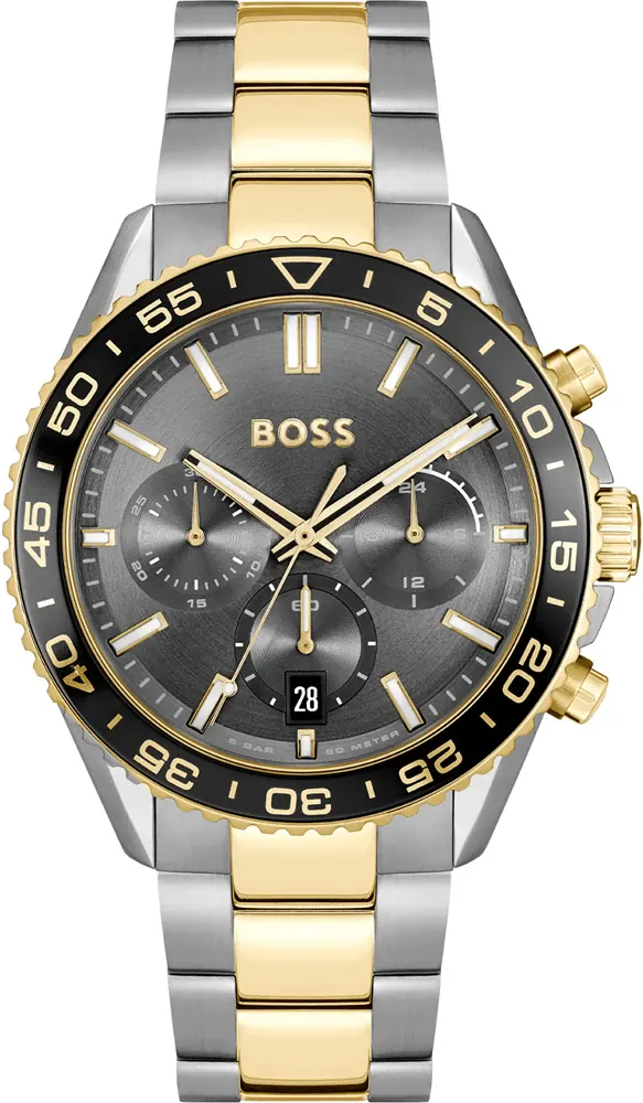 Montre Hugo Boss 1514144 Runner en Acier Bicolore et Cadran Gris