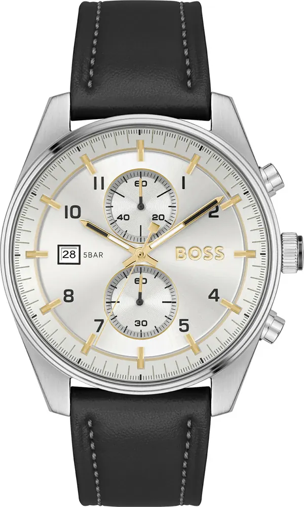 Montre Hugo Boss 1514147 Skytraveller Chronographe en Acier et Cuir Noir