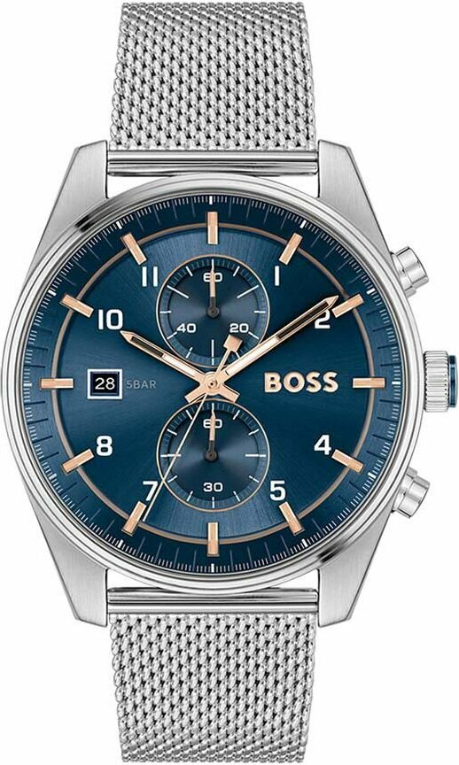 Montre Hugo Boss 1514149 Skytraveller en Acier Argenté et Cadran Bleu
