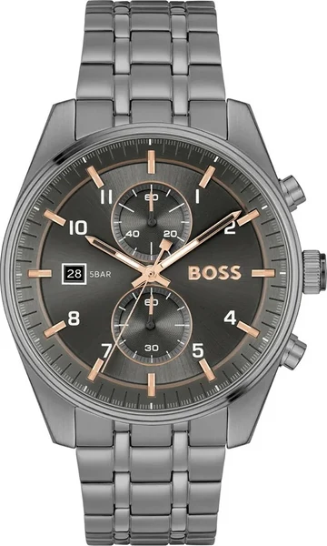 Montre Hugo Boss 1514153 Skytraveller en Acier Gris Mat et Cadran Noir