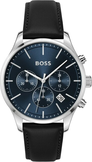 Montre Hugo Boss 1514156 Avery Cadran Bleu et Bracelet Cuir Noir