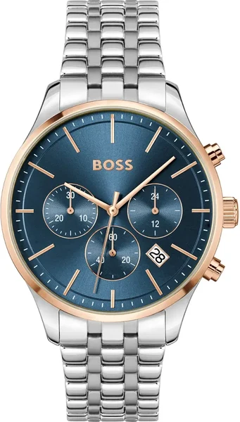 Montre Homme Hugo Boss 1514158 Avery en Acier Argenté et Cadran Bleu