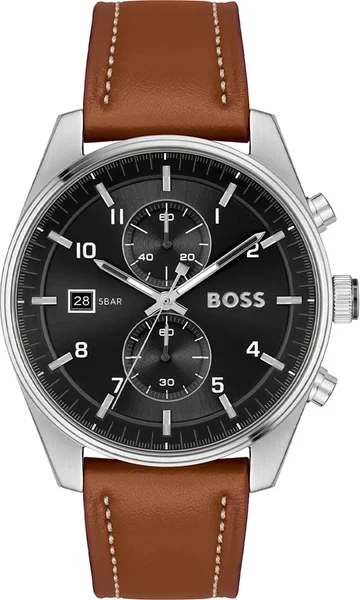 Montre Hugo Boss 1514161 Skytraveller Chronographe en Acier et Cuir Marron