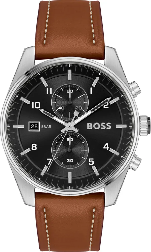 Montre Hugo Boss 1514161 Skytraveller Chronographe en Acier et Cuir Marron