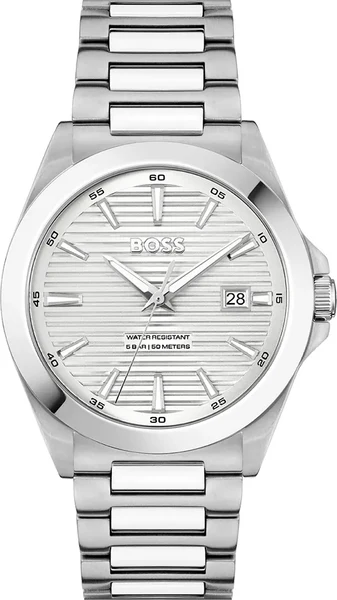 Montre Homme Hugo Boss 1514176 en acier argenté et cadran blanc