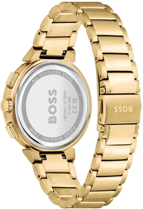 Montre Hugo Boss One 1502677 pour Femme - Cadran Bleu Cristaux, Bracelet Acier Doré vue 3