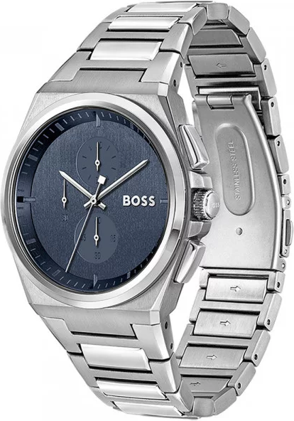 Montre Homme Hugo Boss Steer 1514048, Cadran Bleu sur Bracelet Acier Argent vue 2