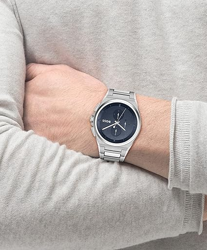 Montre Homme Hugo Boss Steer 1514048, Cadran Bleu sur Bracelet Acier Argent vue 4