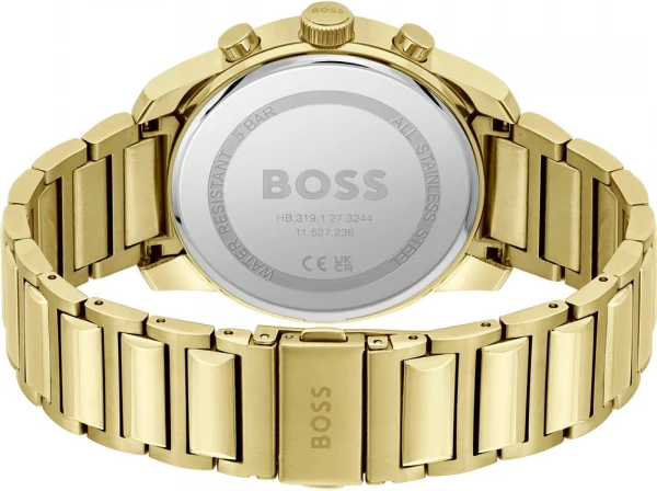 Montre Homme Hugo Boss Trace 1514006, Boîtier et Bracelet Acier Doré, Cadran Noir Multifonction vue 3