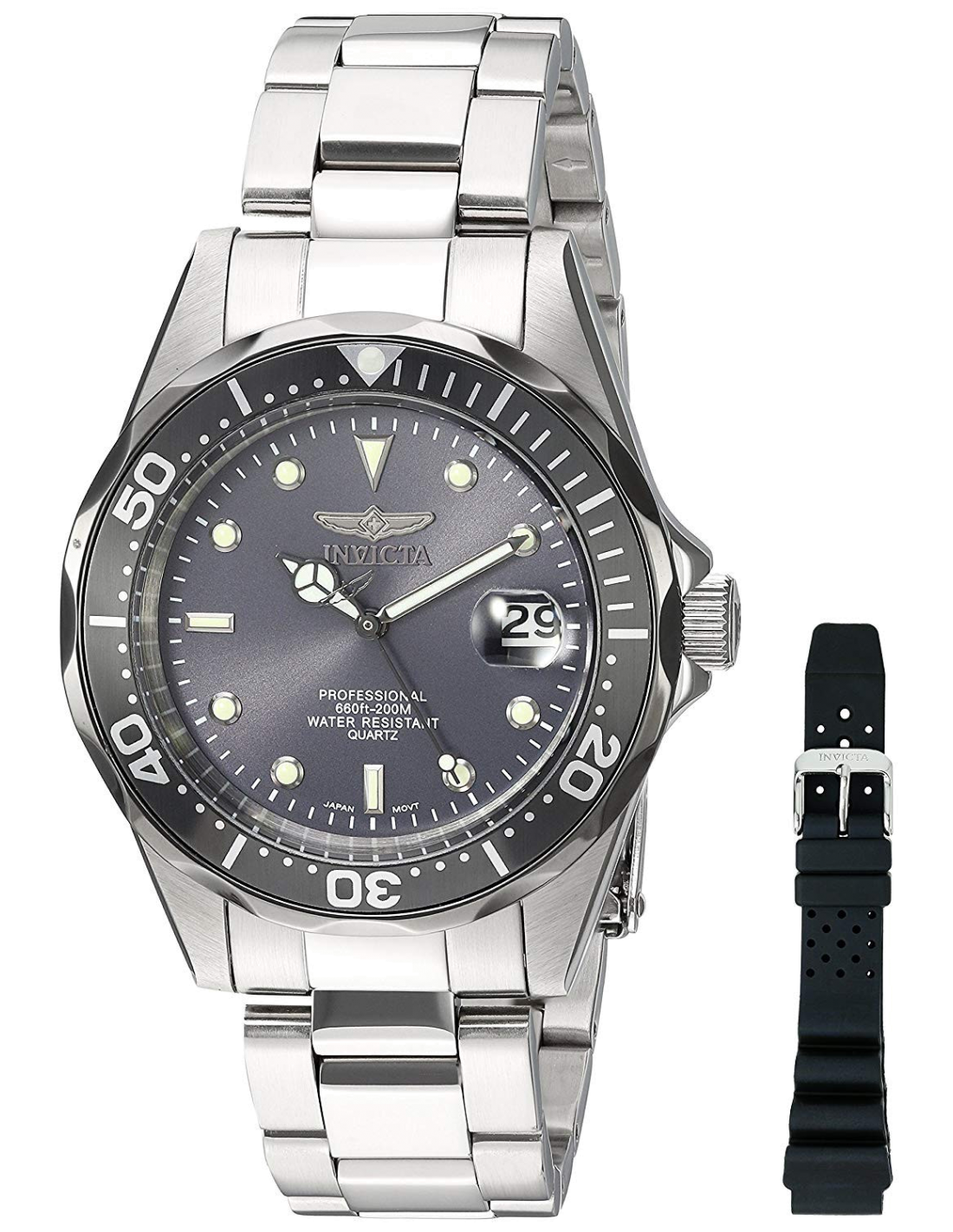 Montre Homme Invicta Pro Diver 12812, Cadran Gris, Bracelet Acier Argenté