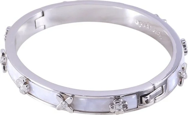 Bracelet Jonc rigide Kate Spade à charnière Heritage Bloom blanc