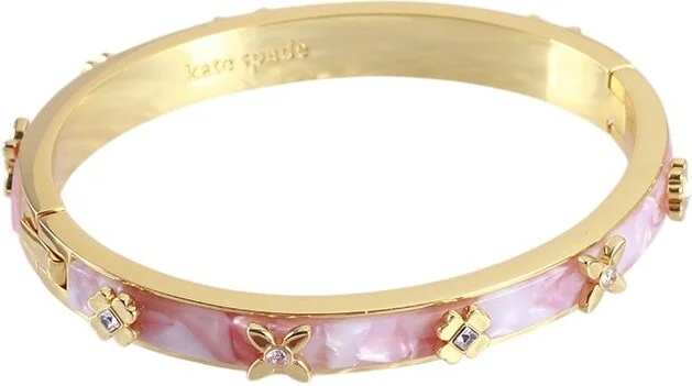 Bracelet Jonc rigide Kate Spade à charnière Heritage Bloom doré et rose