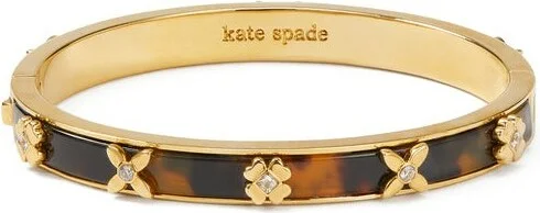 Bracelet Jonc rigide Kate Spade à charnière Heritage Bloom doré et écaille