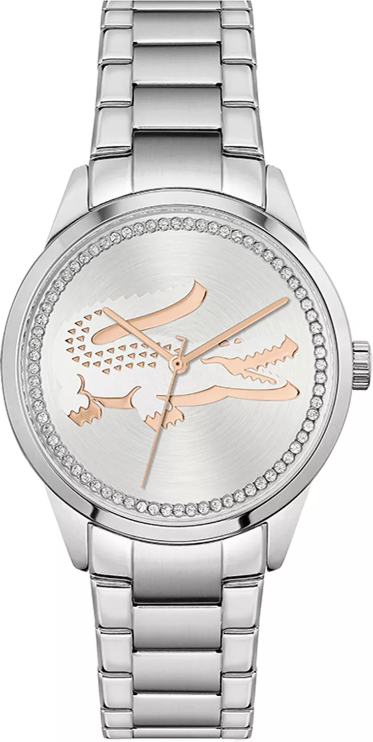Montre Femme Lacoste Ladycroc 2001189 bracelet acier argenté cadran incrusté de strass