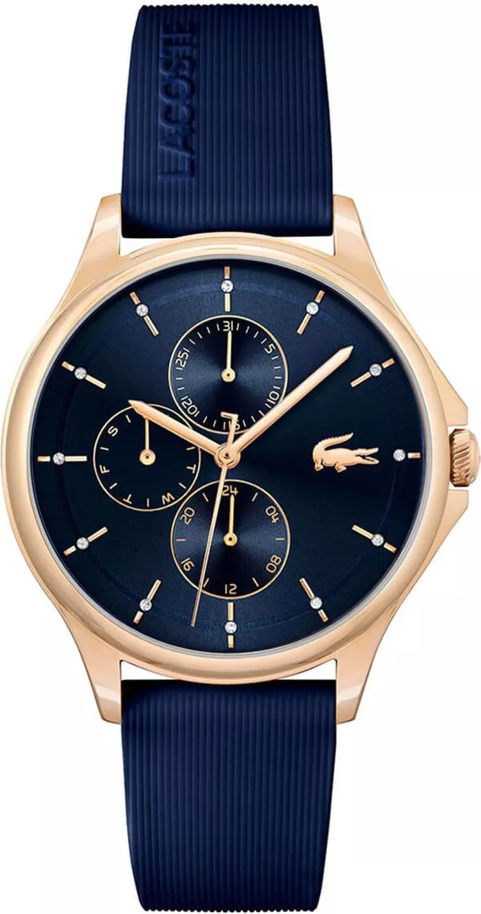 Montre Femme Lacoste Pleats 2001236 bracelet silicone bleu marine cadran multifonctions