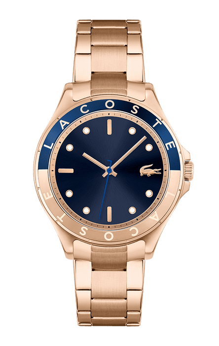 Montre Femme Lacoste Swing 2001268 bracelet acier or rose cadran bleu
