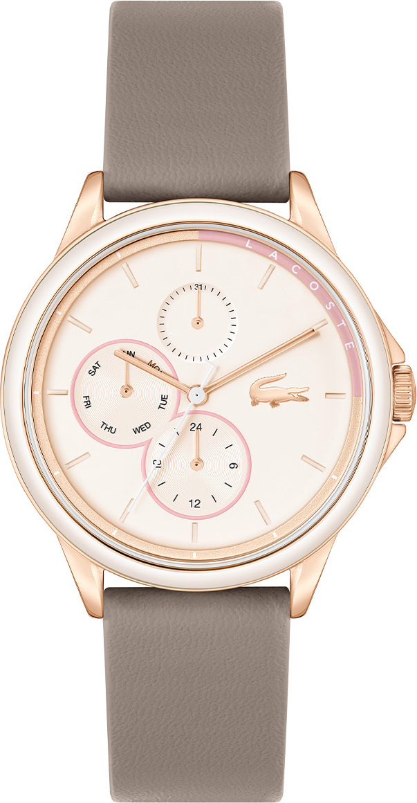 Montre Femme Lacoste Skyhook 2001339 bracelet marron en cuir cadran multifonctions