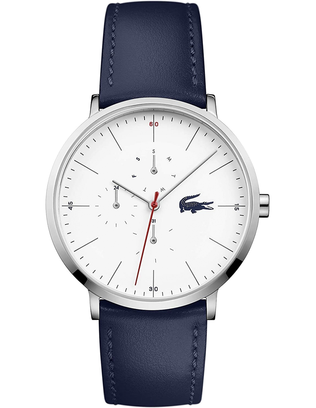 Montre Lacoste 2010975 Bracelet Cuir Bleu et Cadran Blanc Multifonctions