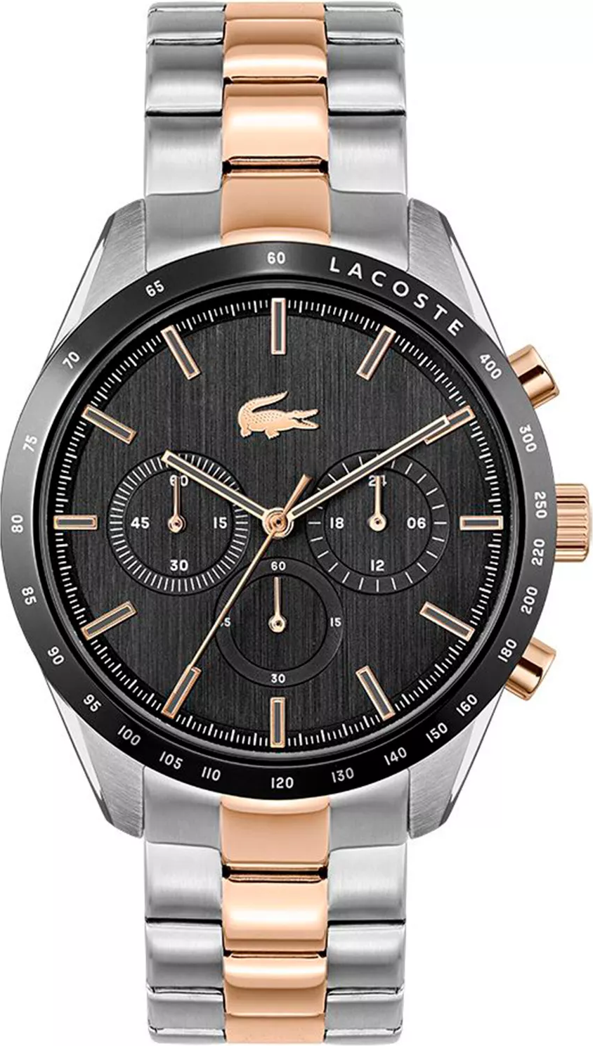 Montre Lacoste 2011112 en Acier Bicolore avec Cadran Noir et Chronographe
