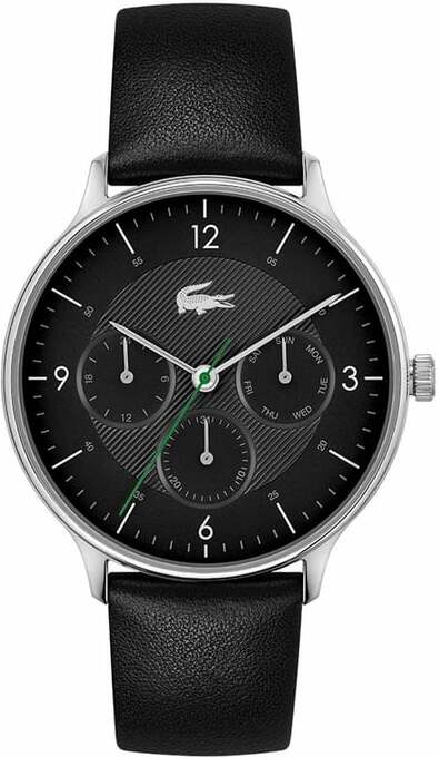 Montre Lacoste 2011139 en Acier Argenté avec Bracelet Cuir Noir et Cadran Multifonctions