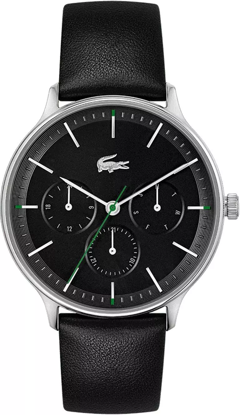 Montre Lacoste 2011226 Bracelet Cuir Noir et Cadran Multifonctions