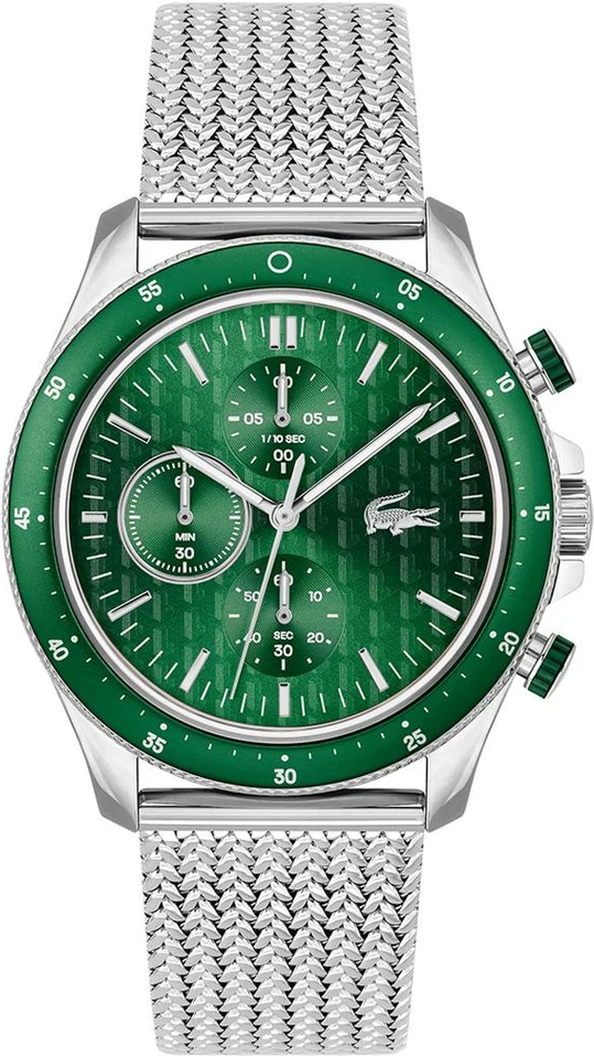 Montre Homme Lacoste 2011255 Neoheritage Cadran Vert et Bracelet Maille Milanaise Argenté
