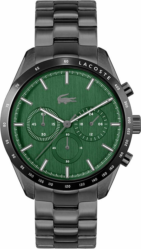 Montre Lacoste Boston 2011270 en Acier Noir et Cadran Vert Multifonctions
