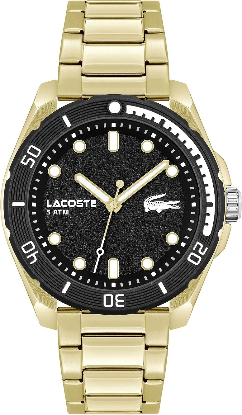 Montre Homme Lacoste Finn 2011287 bracelet en acier doré cadran noir