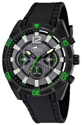 Montre Homme Lotus Chrono L10114/3 Noire et détails verts