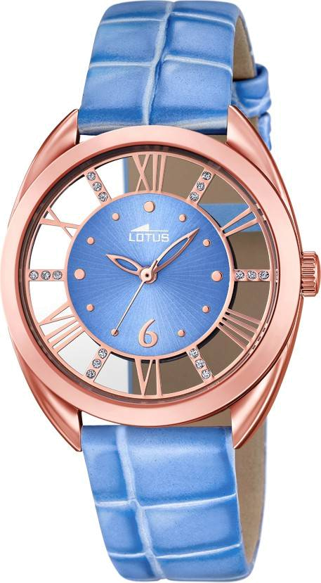 Montre Femme Lotus Trendy L18226/2 Bracelet bleu et boîtier teinte or rose