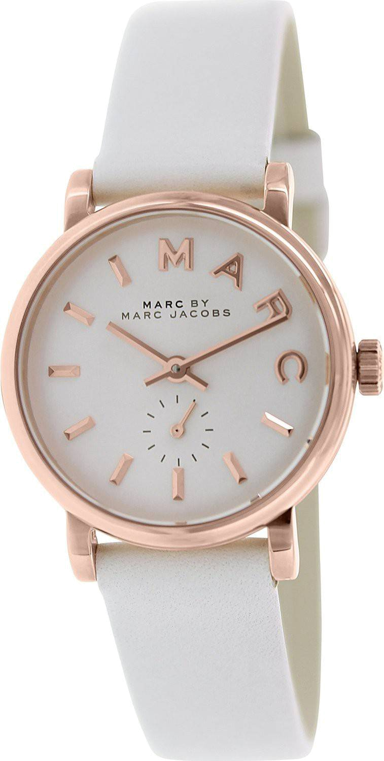 Montre Marc Jacobs MBM1284 Boîtier Or Rose et Cuir Blanc