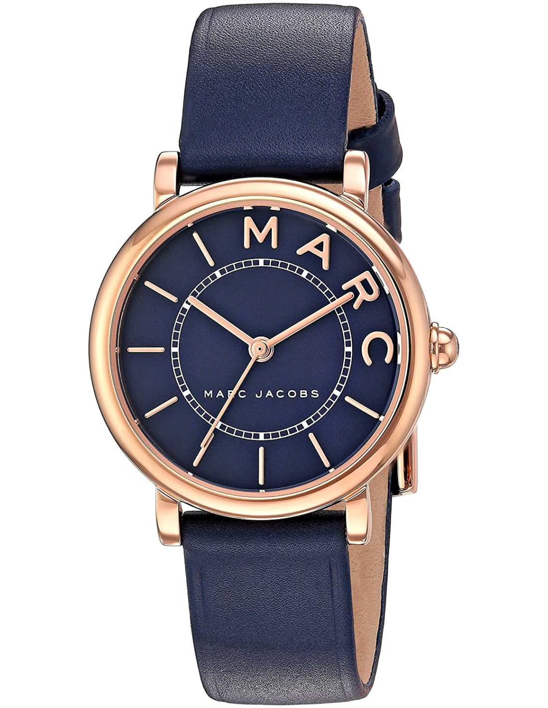 Montre Marc Jacobs MJ1539 Roxy en Acier Doré Rose et Bracelet Cuir Bleu