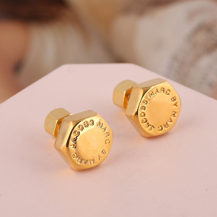 Boucles d'oreilles écrou en acier doré Marc by Marc Jacobs - Réf. M3PE565-G - Pour femme vue 2
