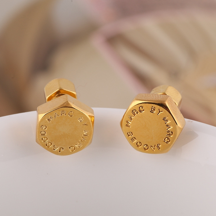 Boucles d'oreilles écrou en acier doré Marc by Marc Jacobs - Réf. M3PE565-G - Pour femme vue 3