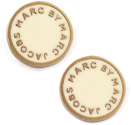 Boucles d'oreilles pour femme Marc by Marc Jacobs, disque blanc acier doré - Réf. 106670