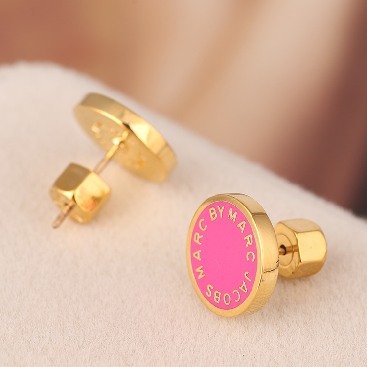 Boucles d'oreilles Marc by Marc Jacobs disque rose acier doré - Réf. 106671 vue 3