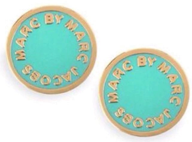 Boucles d'oreilles Marc by Marc Jacobs disque turquoise en acier doré