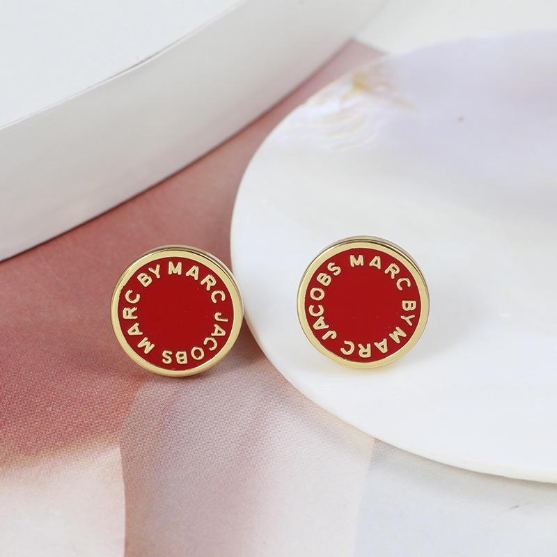 Boucles d'oreilles femme Marc by Marc Jacobs disque rouge acier doré - Réf. 106673 vue 3