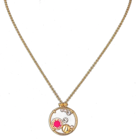 Collier Marc by Marc Jacobs disque rouge flotant avec chaine en métal or jaune