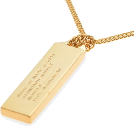 Collier Marc by Marc Jacobs plaque workwear en acier plaqué doré