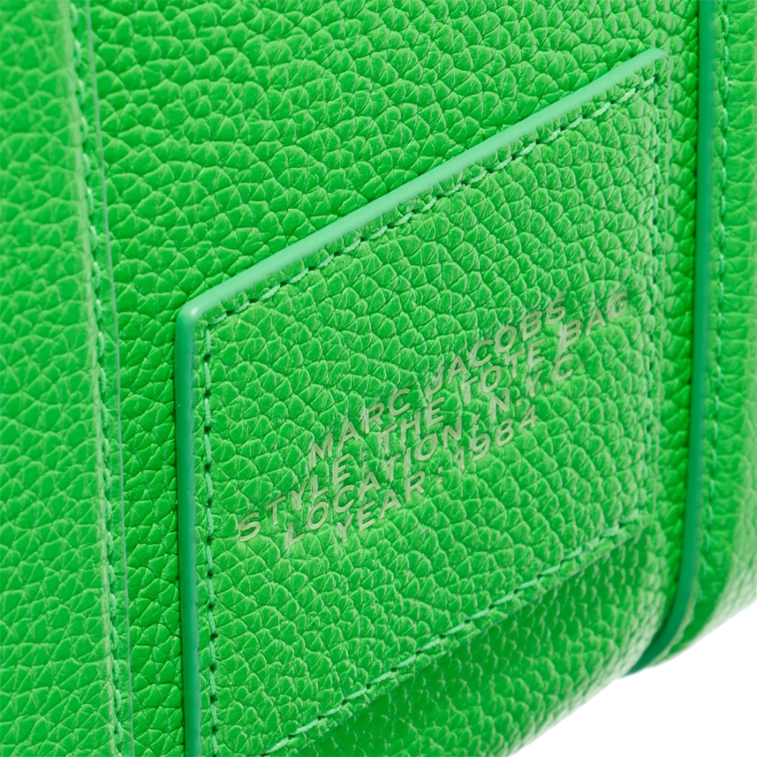 Sac à main Marc Jacobs The Medium Tote Bag, cuir grainé vert fluo - Réf. 109858-GREEN vue 3