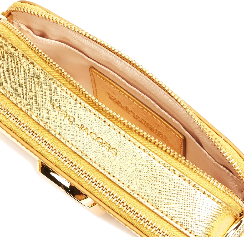 Sac à main bandoulière Marc Jacobs The Snapshot, cuir métallique doré, réf. M0015323-710 vue 3