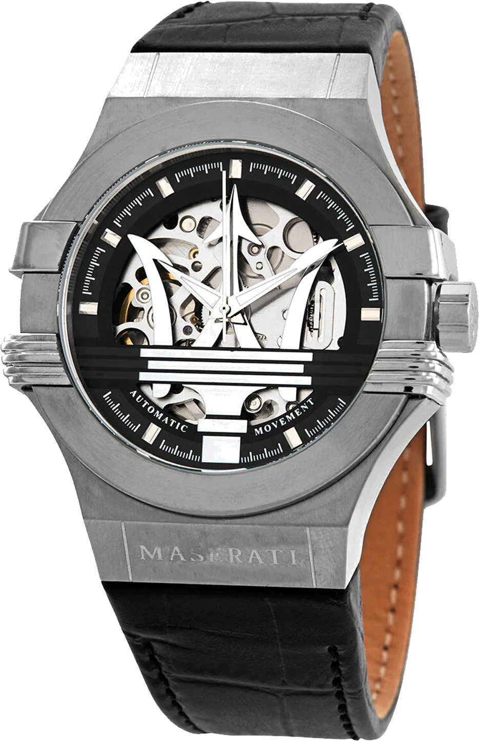 Montre Maserati R8821108038 Automatique Squelette Bracelet Cuir Noir