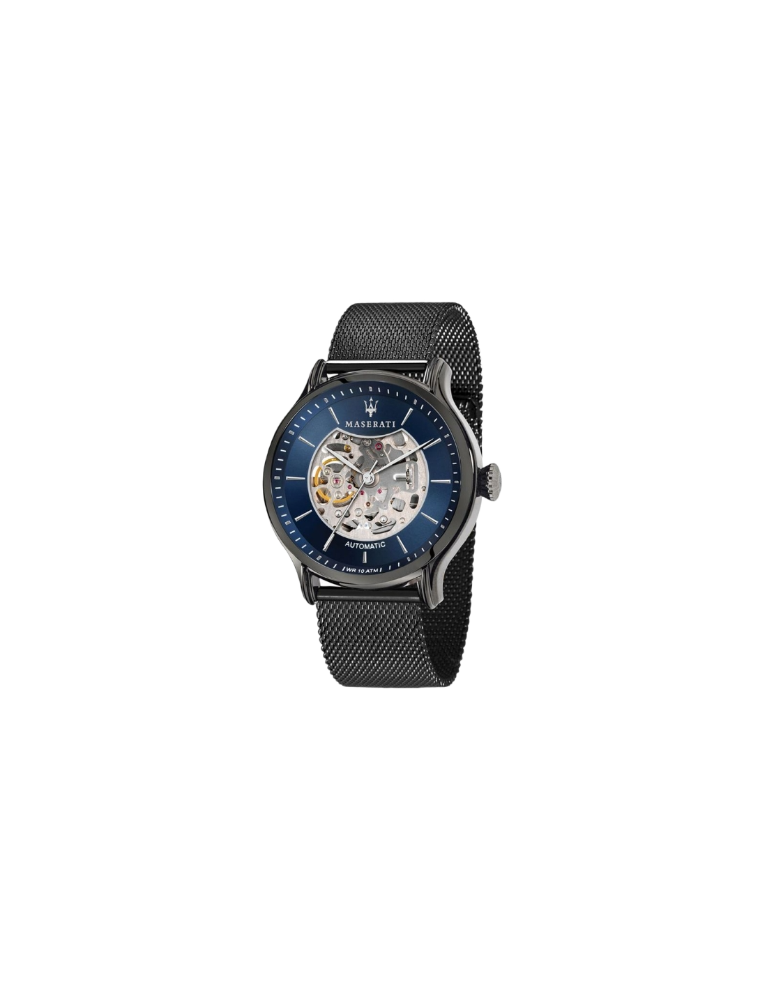 Montre Maserati R8823118002 Automatique Squelette en Acier Noir et Maille Milanaise