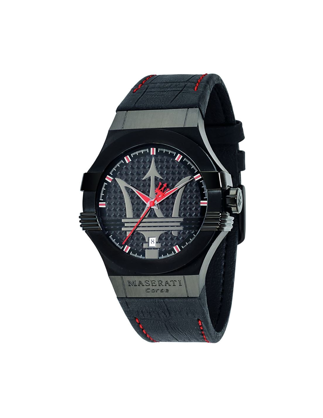 Montre Homme Maserati Potenza R8851108010 Bracelet cuir surpiqures rouges