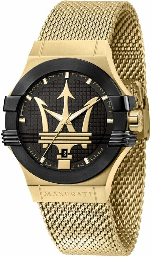 Montre Maserati Potenza R8853108006 acier doré bracelet en maille milanaise