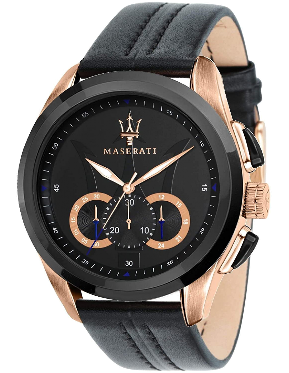 Montre Maserati Traguardo R8871612025 Noire avec détails en acier or rose