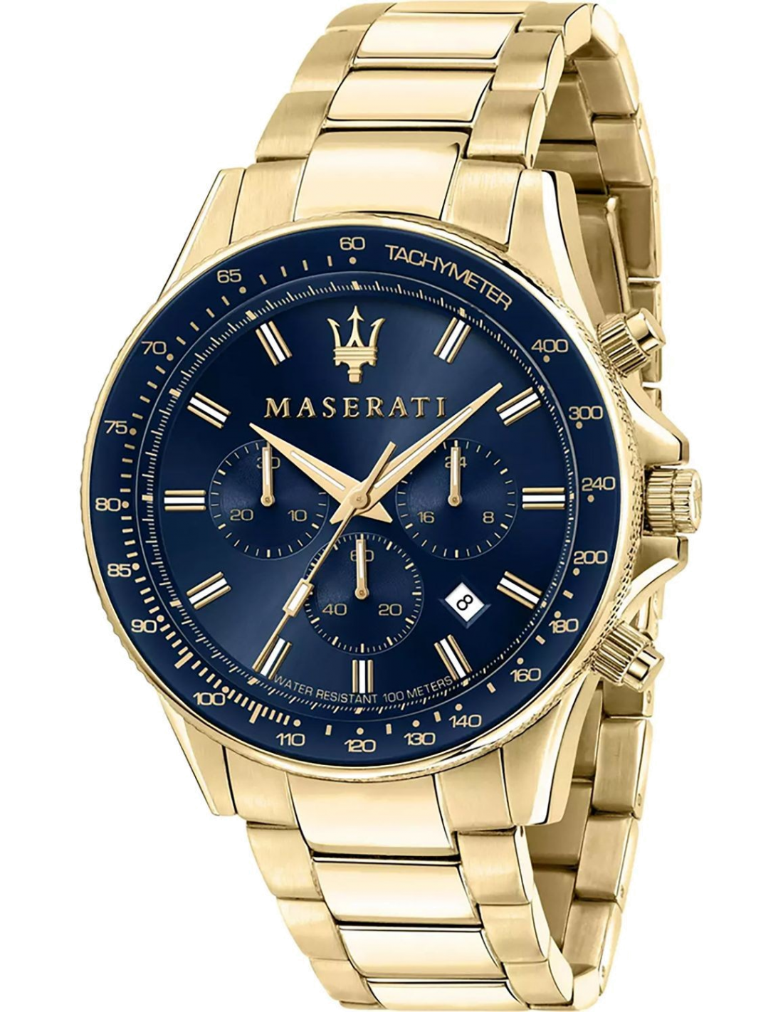 Montre Homme Maserati Sfida R8873640008 acier doré cadran bleu nuit