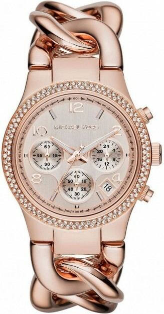 Montre Femme Michael Kors Runway MK3247 Bracelet en acier de couleur or rose à gros maillons